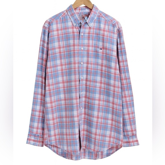 Vineyard Vines Other - Vineyard Vines Plaid Slim Fit Whale Cotton Linen Blend Button Down Oxford Shirt